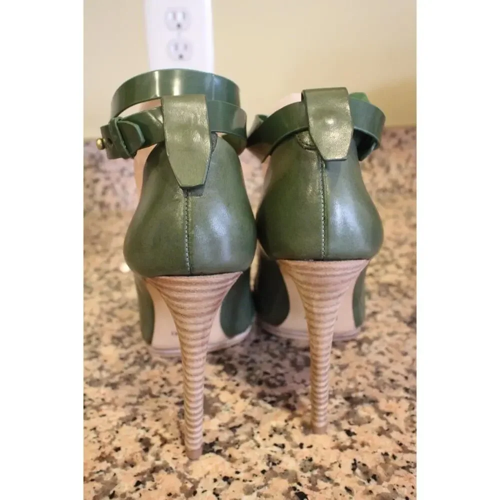 nwob Kate Spade SATURDAY Python Leather green Kitten Heels w SIZE 10 (taco900